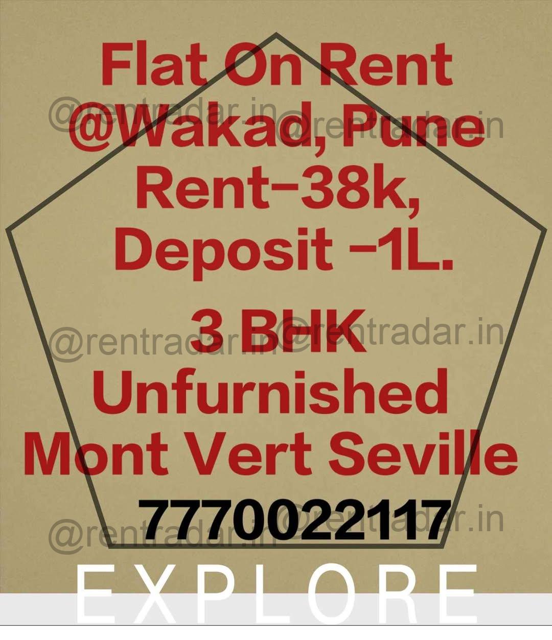 Rental Property Property For Rent at Wakad (mont Vert Seville)
