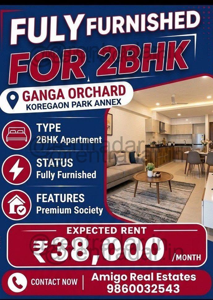2bhk For Rent at Koregaon Park Annex (ganga Orchard)