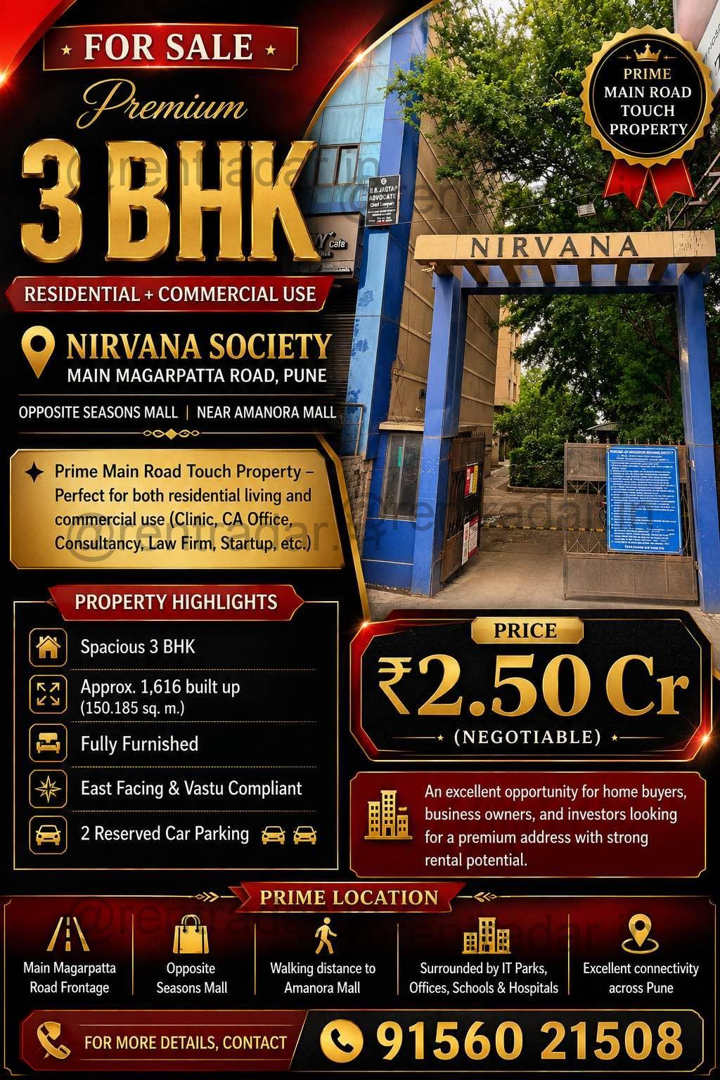 3 Beds 3 Bathrooms Property For Rent at Amanora Nirvana