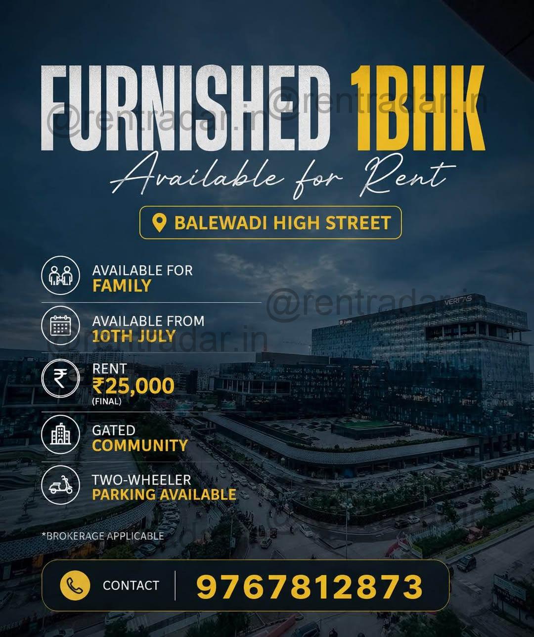 1bhk For Rent at Balewadi High Street
