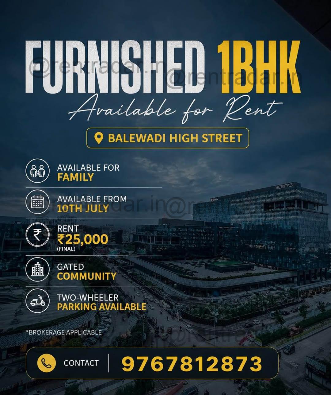 1 Bhk For Rent at Balewadi High Street