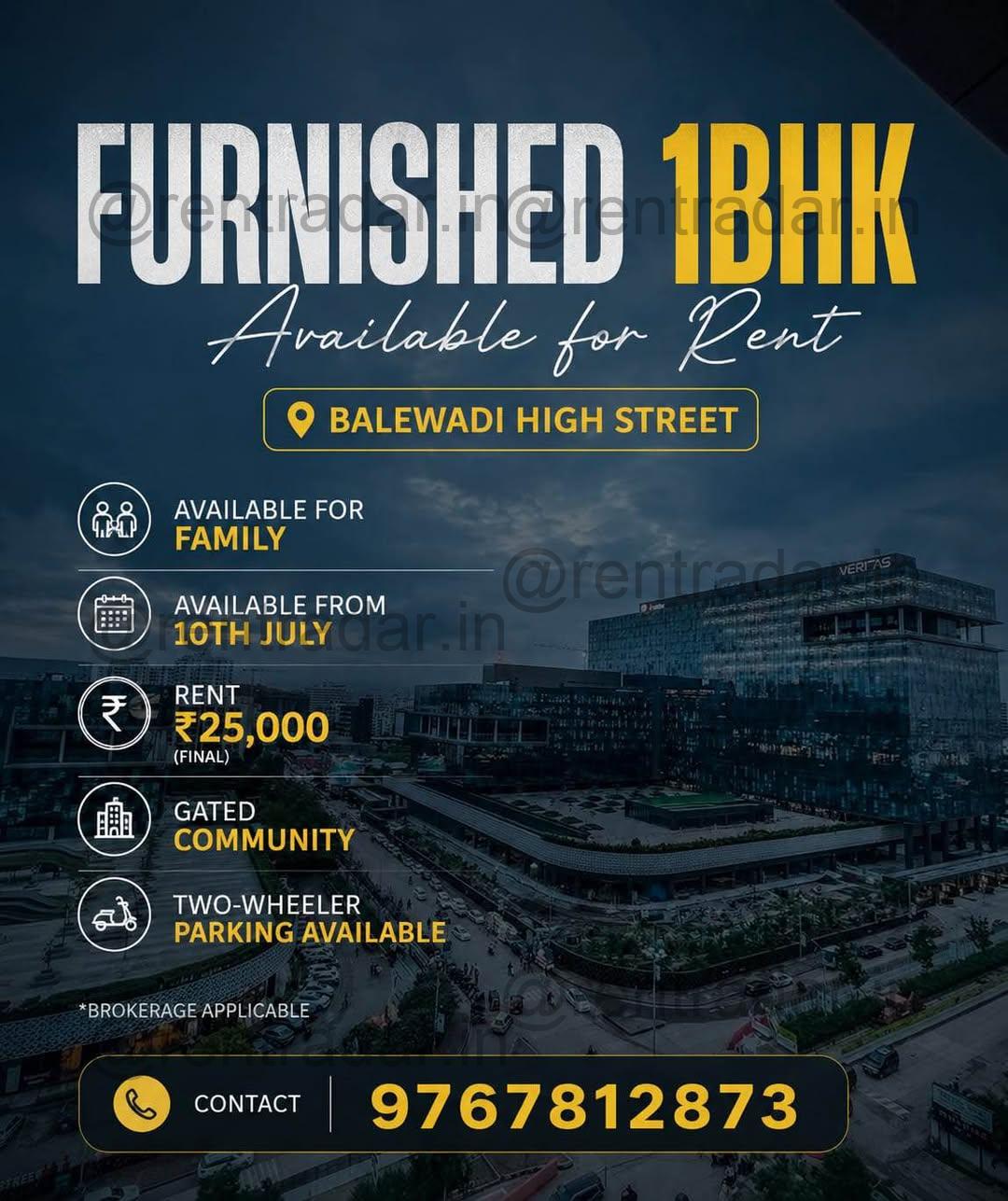 1 Bhk For Rent at Balewadi High Street