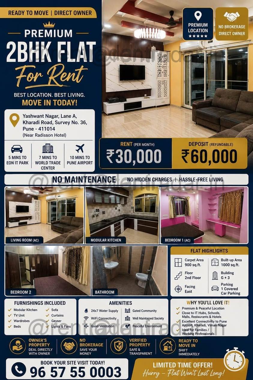 2bhk For Rent at Kharadi