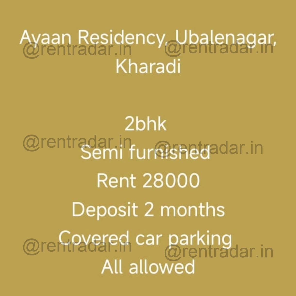 2bhk For Rent at Ubalenagar, Kharadi (ayaan Residency)