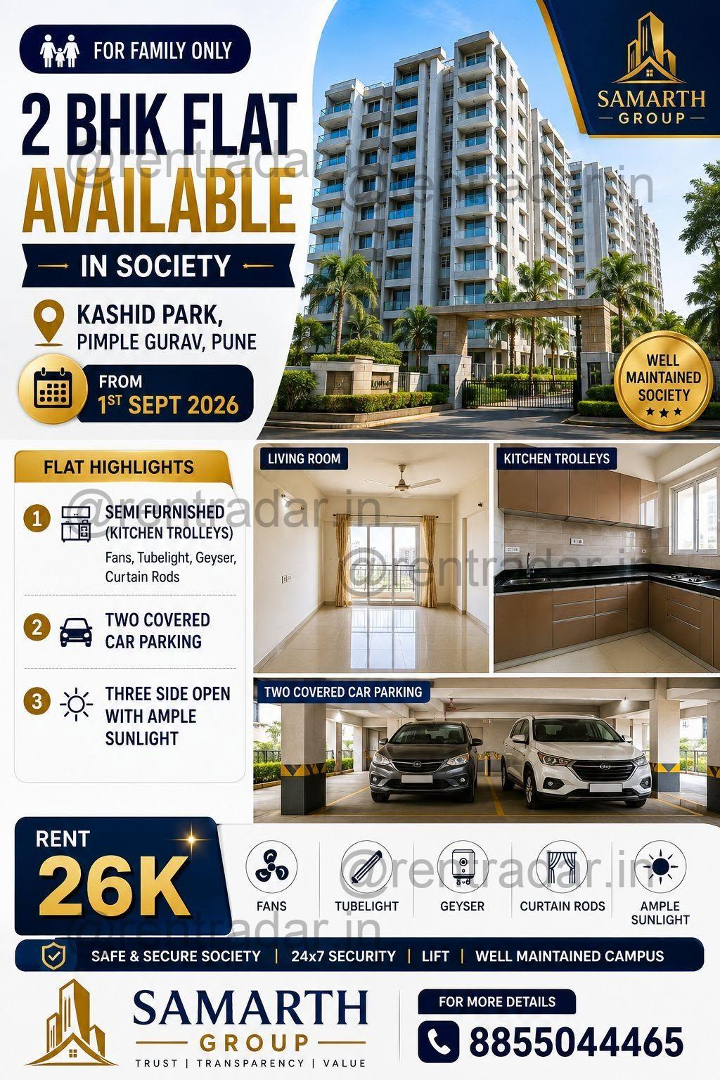 2bhk For Rent at Pimple Gurav